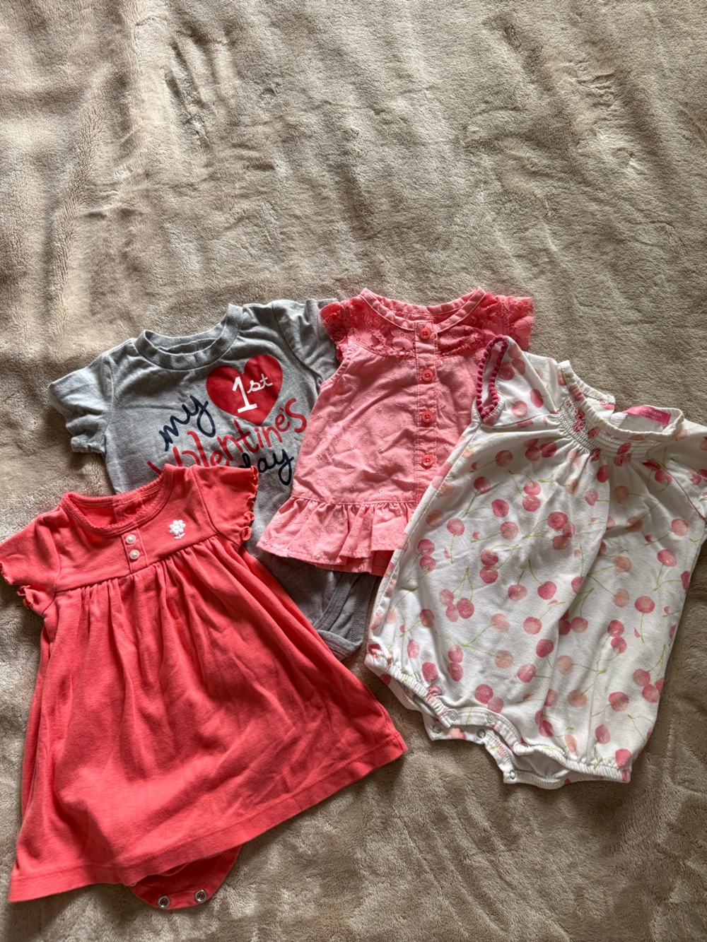 Assorted Baby Girls 4-Pack Bodysuits & Dresses - Pink, Coral, Gray, White